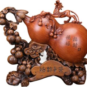 葫芦 Wooden Hu Lu (Gourd) Coloured Glaze Brass Good Luck Hu Lu 摆件招财镇宅家居客厅玄关酒柜装饰品 Cabinet with Wine Rack Storage, Farmhouse Wine Cabinet for Home 中式办公室乔迁新居礼品 - fengshui-690