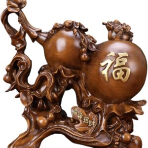 葫芦 Wooden Hu Lu (Gourd) Coloured Glaze Brass Good Luck Hu Lu 摆件招财镇宅家居客厅玄关酒柜装饰品 Cabinet with Wine Rack Storage, Farmhouse Wine Cabinet for Home 中式办公室乔迁新居礼品 - fengshui-713