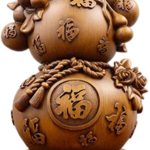 葫芦 Wooden Hu Lu (Gourd) Coloured Glaze Brass Good Luck Hu Lu 摆件招财镇宅家居客厅玄关酒柜装饰品 Cabinet with Wine Rack Storage, Farmhouse Wine Cabinet for Home 中式办公室乔迁新居礼品 - fengshui-716