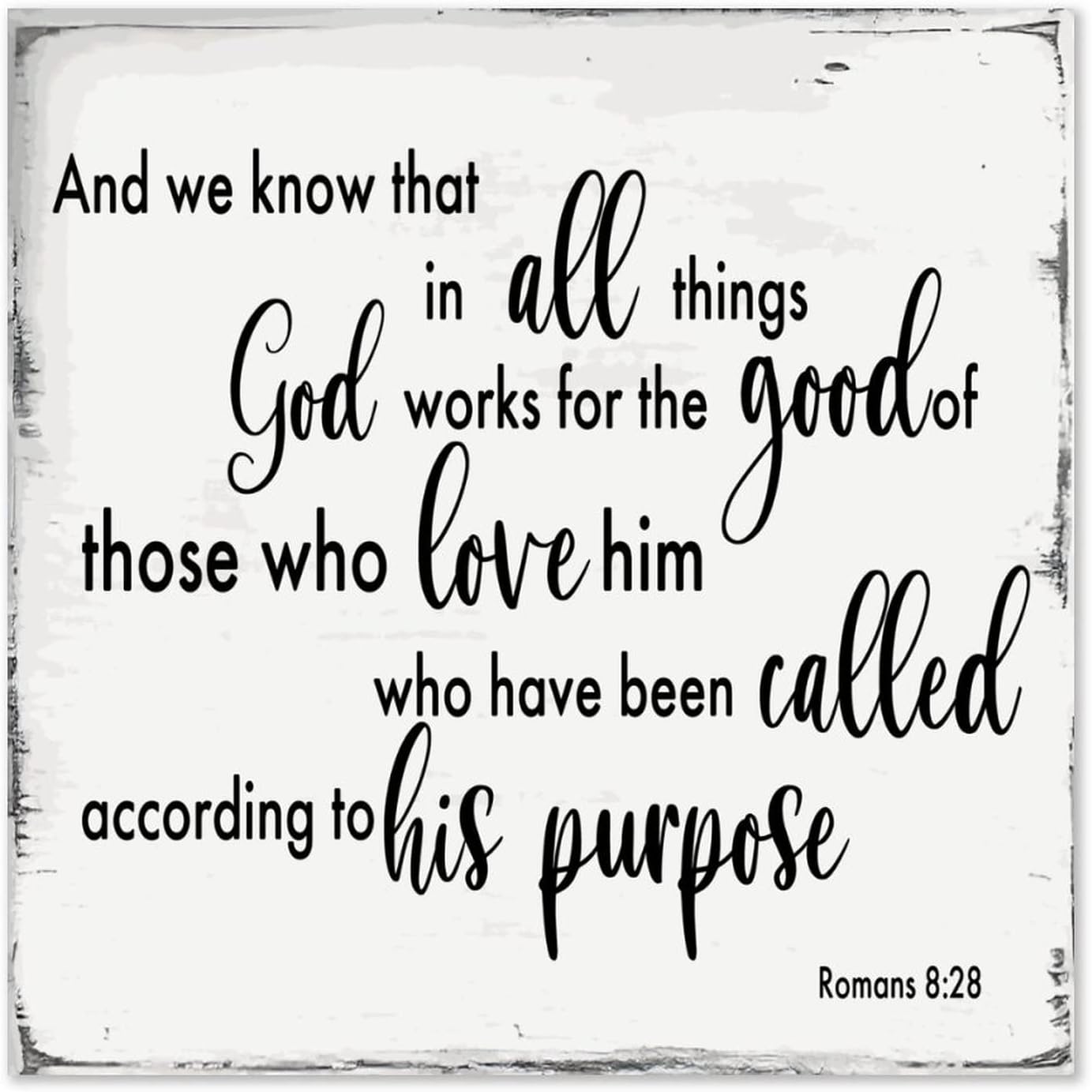 All Things Together for Good Bible Verse Wood Sign Home Decor Rustic Wall Signs Farmhouse Wooden Gifts Signs Nursery 24x24 in