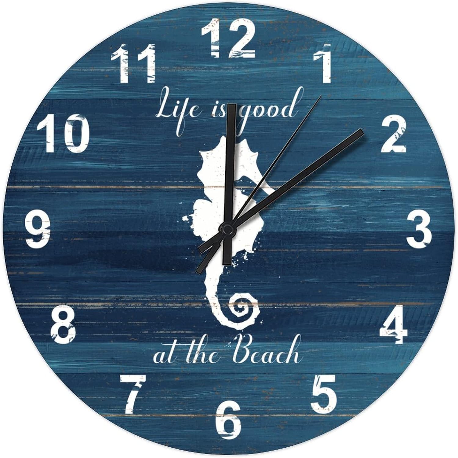BESTORLOVE Good Wood Wall Clock Nautical Round Wall Clock Silent Non-Ticking 15" x 15" Wooden Clocks for Living Room Bedroom Kitchen Home Decorations Ship from US