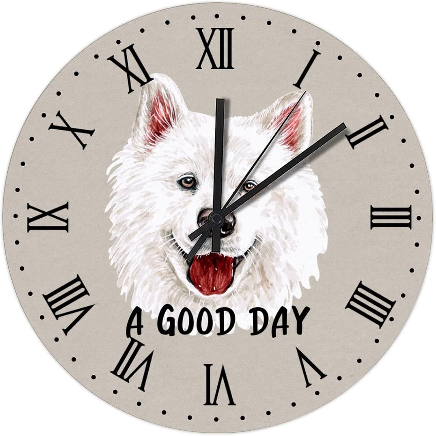 BESTORLOVE Own Pet Wooden Clocks A Good Day Dog Wood Wall Clock Silent Non-Ticking 15" x 15" Round Wall Clock for Living Room Bedroom Home Decorations Ship from US