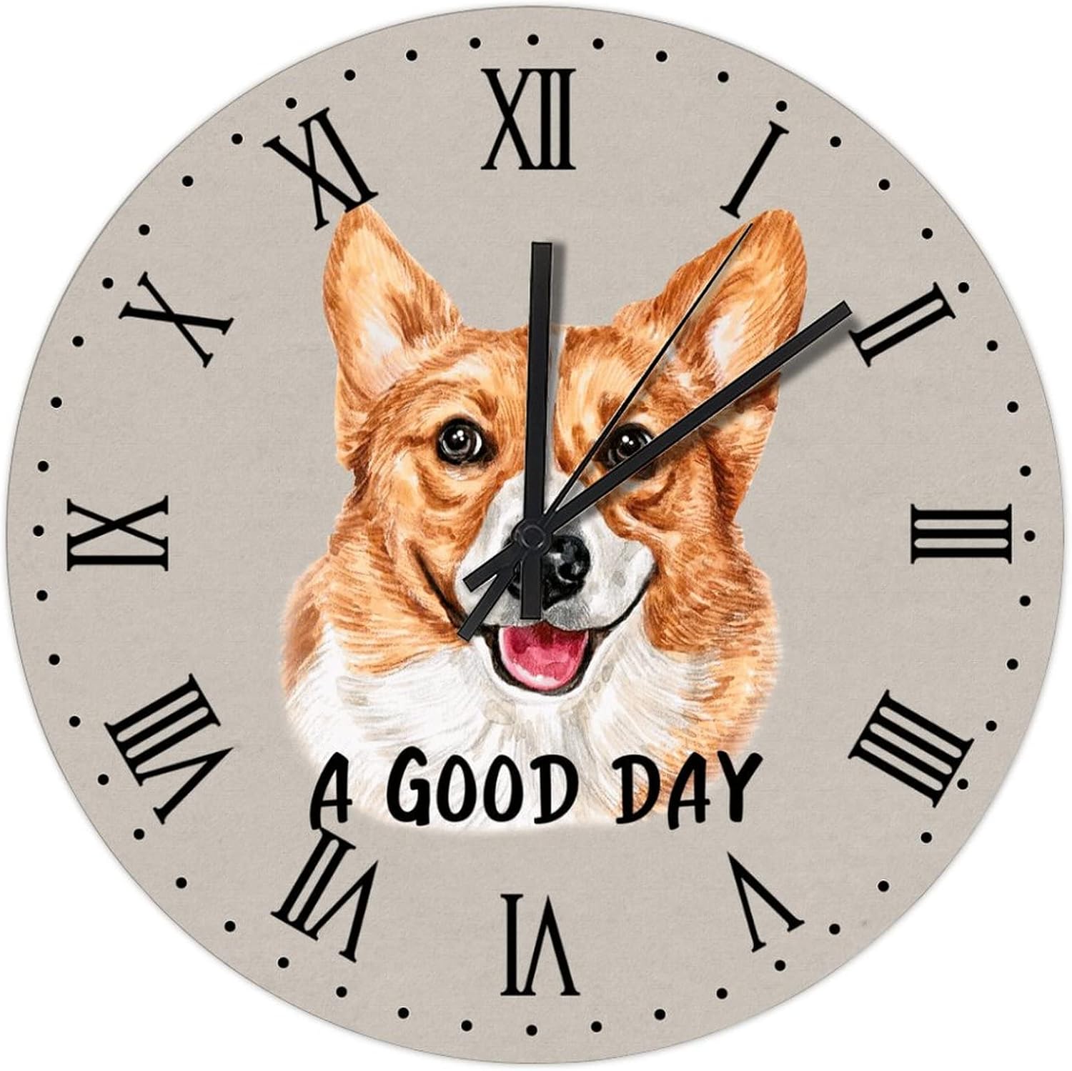 BESTORLOVE Personalized Wooden Clocks A Good Day Dog Wood Wall Clock Silent Non-Ticking 15" x 15" Round Wall Clock for Living Room Bedroom Kitchen Home Decorations Ship from US