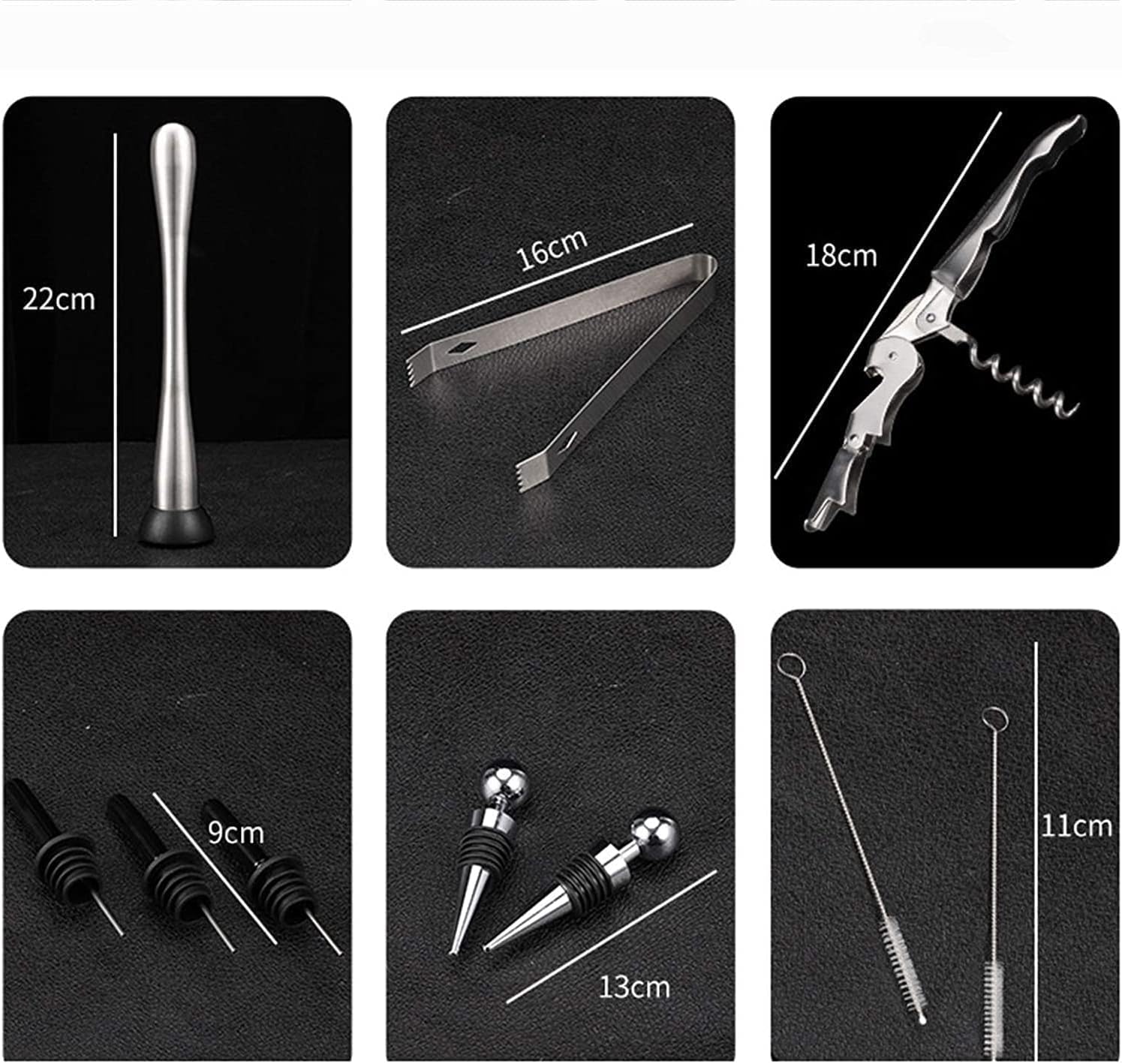 Cocktail Making Set, 14 Pcs Cocktail Shaker Set Stainless Steel Bar Tool Set Bartender Kit with Wooden Display Stand Home Essentials Good wine with beauty device - Image 3