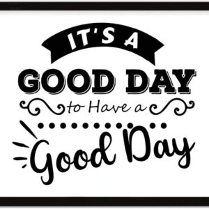 COCOKEN It's A Good Day to Have A Good Day Sign Wood Framed, Inspirational Quotes Wooden Plaque with Frame, 16" x 20" Printed Hanging Wall Art Decor for Home Living Room Bedroom
