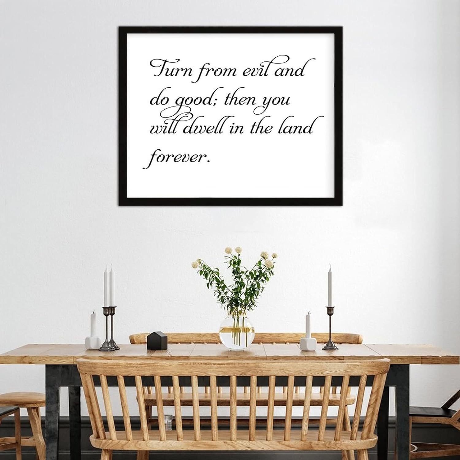 COCOKEN Turn from Evil and Do Good Then You Will Dwell in The Land Forever Wooden Plaque with Frame, Saying Sign Wood Framed, 16" x 20" Elegant Printed Hanging Wall Art for Home Bedroom Farmhouse - Image 5