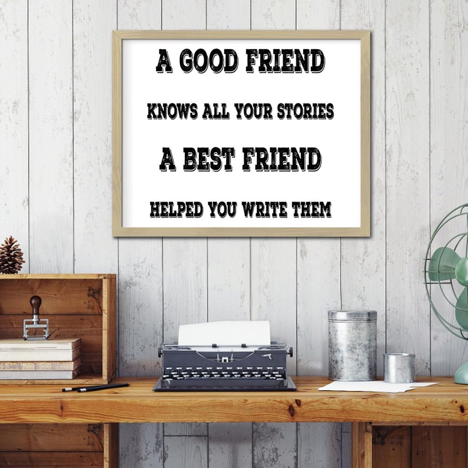 Farmhouse Wood Framed Wall Decor Sign A Good Friend Knows All Your Stories A Best Friend Home Decor for Outdoor Word Quotes Decorative Wooden Signs Rustic Dinning Room Wall Decor Sign Gift 16x20in