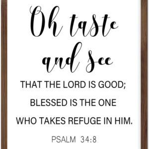 Farmhouse Wood Sign Bible Verse Taste and See That the Lord is Good Rustic Chic Style Wooden Frame Plaque for New Home Decor 16x20inch