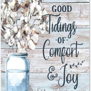 Funny Wall Decorative Wooden Wall Plaque Good Tidings of Comfort and Joy Vertical Wall Art Wood Plaque Sign 16x20 Inch Wooden Hanging Signs Home Decor for Room Cottage
