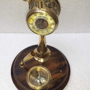 Good Condition Wooden Pen Stand with Clock for Home & Office Table Décor