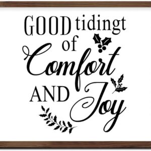 Good Tidings of Comfort And Joy Family Wall Art Decor Signs Distressed Framed Wooden Sign Decorative Wood Framed Printed Sign Home Decor for Room Entryway 16x20in
