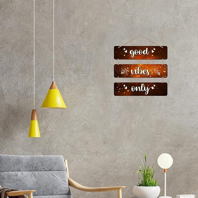 Good Vibes Only Wooden Wall Hanger for Home Decor | Office | Gifts | Bedroom | Living Room | Quotes Decorative Items | Wall Hangings for Home Decoration | Artworks (Multi1) - Image 4