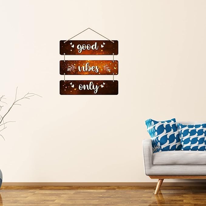 Good Vibes Only Wooden Wall Hanger for Home Decor | Office | Gifts | Bedroom | Living Room | Quotes Decorative Items | Wall Hangings for Home Decoration | Artworks (Multi1) - Image 2