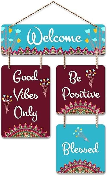 Good Vibes Only Wooden Wall Hanger for Home Decor | Office | Gifts | Bedroom | Living Room | Quotes Decorative Items | Wall Hangings for Home Decoration | Artworks (Multi9)