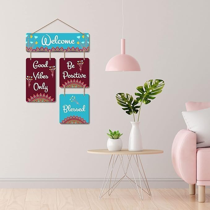 Good Vibes Only Wooden Wall Hanger for Home Decor | Office | Gifts | Bedroom | Living Room | Quotes Decorative Items | Wall Hangings for Home Decoration | Artworks (Multi9) - Image 4