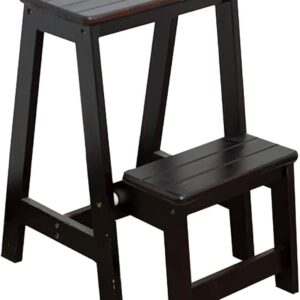 Household Goods 2 Steps Folding Step Ladder Wooden Ladder, Home Interior Stair Step Stool, Wooden Kitchen Step Chair Maximum Load Bed Step Stools for High Beds 150kg