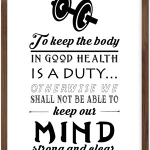 Inspirational Quotes Christian Wood Frame Wall Sign to Keep The Body in Good Health is A Duty Wall Framed Wood Signs Rustic Framed Wooden Sign for Hotel Home Garage Shop Bar 20x16in