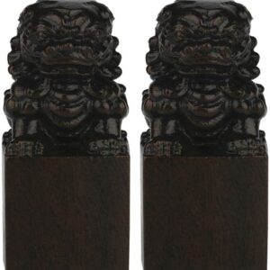 Large Ornaments feng Shui Ornaments Beijing Lions Pair fu Foo Dogs Statues,Chinese Decor Black Wooden Prosperity Figurine,Home Office Wealth Good Luck Sculpture Large Ornaments