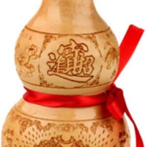 PEAKSEE Fortune Ornament Feng Shui Chinese Peach Wood Gourd Chinese Wu Lou Good Luck Wooden Gourds Ornaments Decoration Home Crafts Treasure and Ornaments Fortune Pendulum(B)