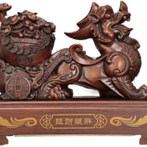 pi yao Sculpture Golden Home Decoration Figurine 貔貅摆件皮休葫芦 Wooden Hu Lu (Gourd) Coloured Glaze Brass Good Luck Hu Lu 家居家用沙金工艺商务开业礼品摆设 - fengshui-1345