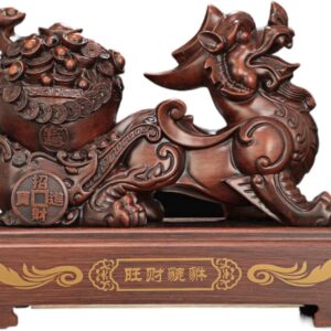 pi yao Sculpture Golden Home Decoration Figurine 貔貅摆件皮休葫芦 Wooden Hu Lu (Gourd) Coloured Glaze Brass Good Luck Hu Lu 家居家用沙金工艺商务开业礼品摆设 - fengshui-1351