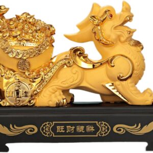 pi yao Sculpture Golden Home Decoration Figurine 貔貅摆件皮休葫芦 Wooden Hu Lu (Gourd) Coloured Glaze Brass Good Luck Hu Lu 家居家用沙金工艺商务开业礼品摆设 - fengshui-1352