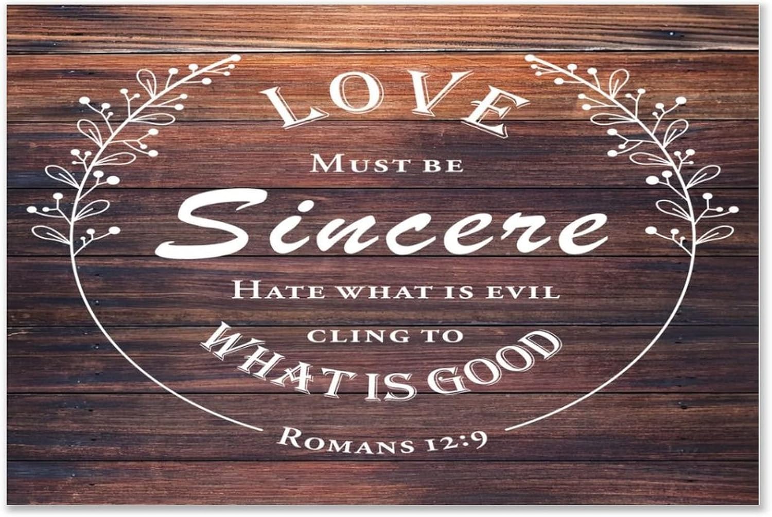 Rustic Home Decoration 24x24 Inch Wooden Plaques Love Must Be Sincere Cling to What Is Good Cute Wall Art Wood Plaque Sign with Quotes Home Sign for Restaurant Cottage - Image 9