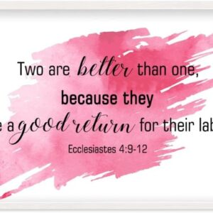 Rustic Sign with White Wood Frame Printable Farmhouse Entryway Wooden Artwork, Wall Art Decor Hanging Plaque, New Home Gift, 16"x20", Two Are Better Than One, Because They Have A Good Return