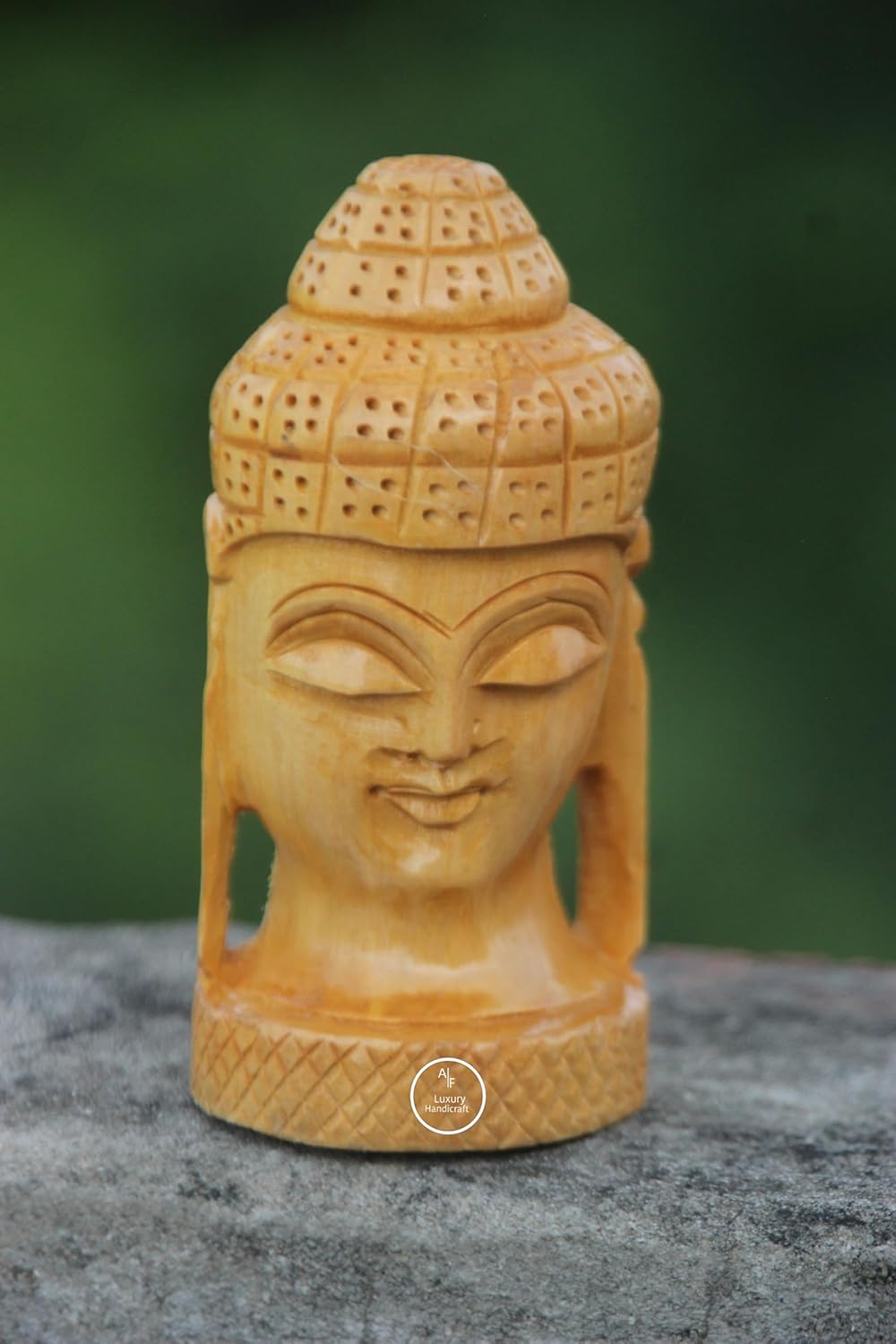 Small Buddha Head, Wooden, Woodwork, Wood, Buddhism, Religious, Figurine, Statue, Home Decor, Home Goods, Boho, Office Decor - Image 3