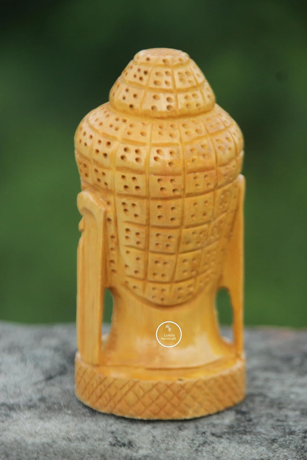 Small Buddha Head, Wooden, Woodwork, Wood, Buddhism, Religious, Figurine, Statue, Home Decor, Home Goods, Boho, Office Decor - Image 2