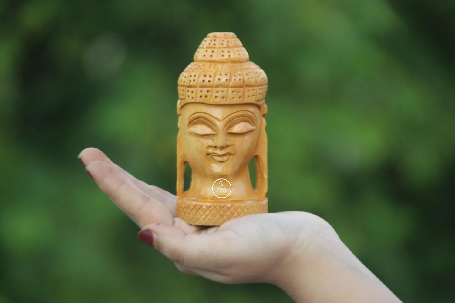 Small Buddha Head, Wooden, Woodwork, Wood, Buddhism, Religious, Figurine, Statue, Home Decor, Home Goods, Boho, Office Decor