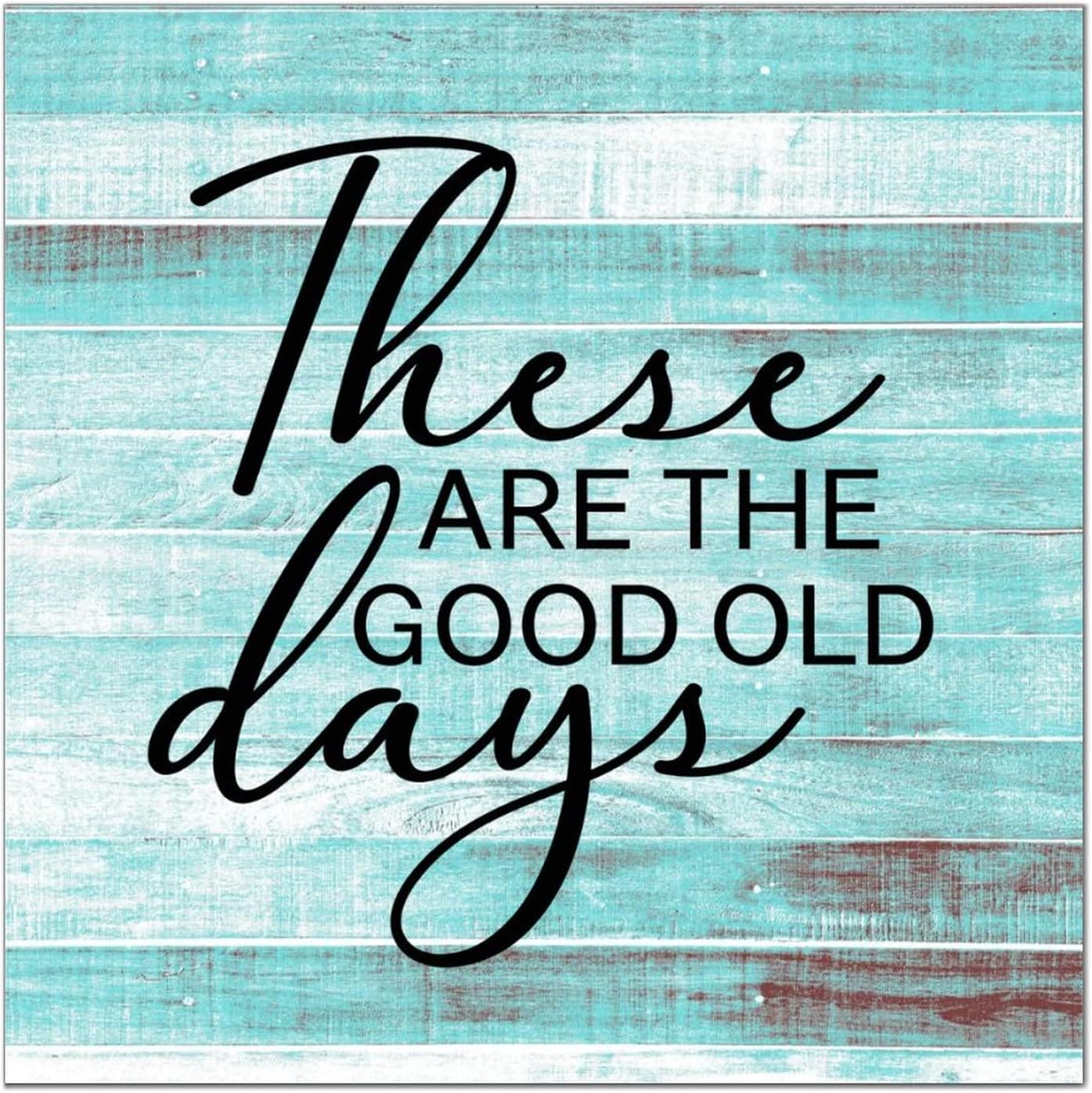 These are The Good Old Days Wood Signs with Quotes Positive Home Decor Farmhouse Wooden Wall Plaque Hanging Sign for Wall Office Kids Room Decor 16x16