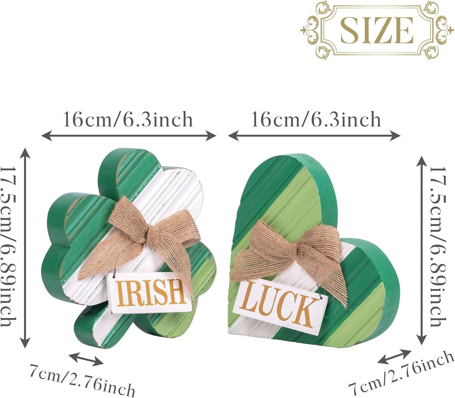Valery Madelyn St Patricks Day Decorations, Ornament Set for Tree, 2 Pcs Wooden St Patricks Day Decor for Table Centerpieces, Good Luck Clover Emerald Green Ball Baubles for Party Home Spring - Image 3