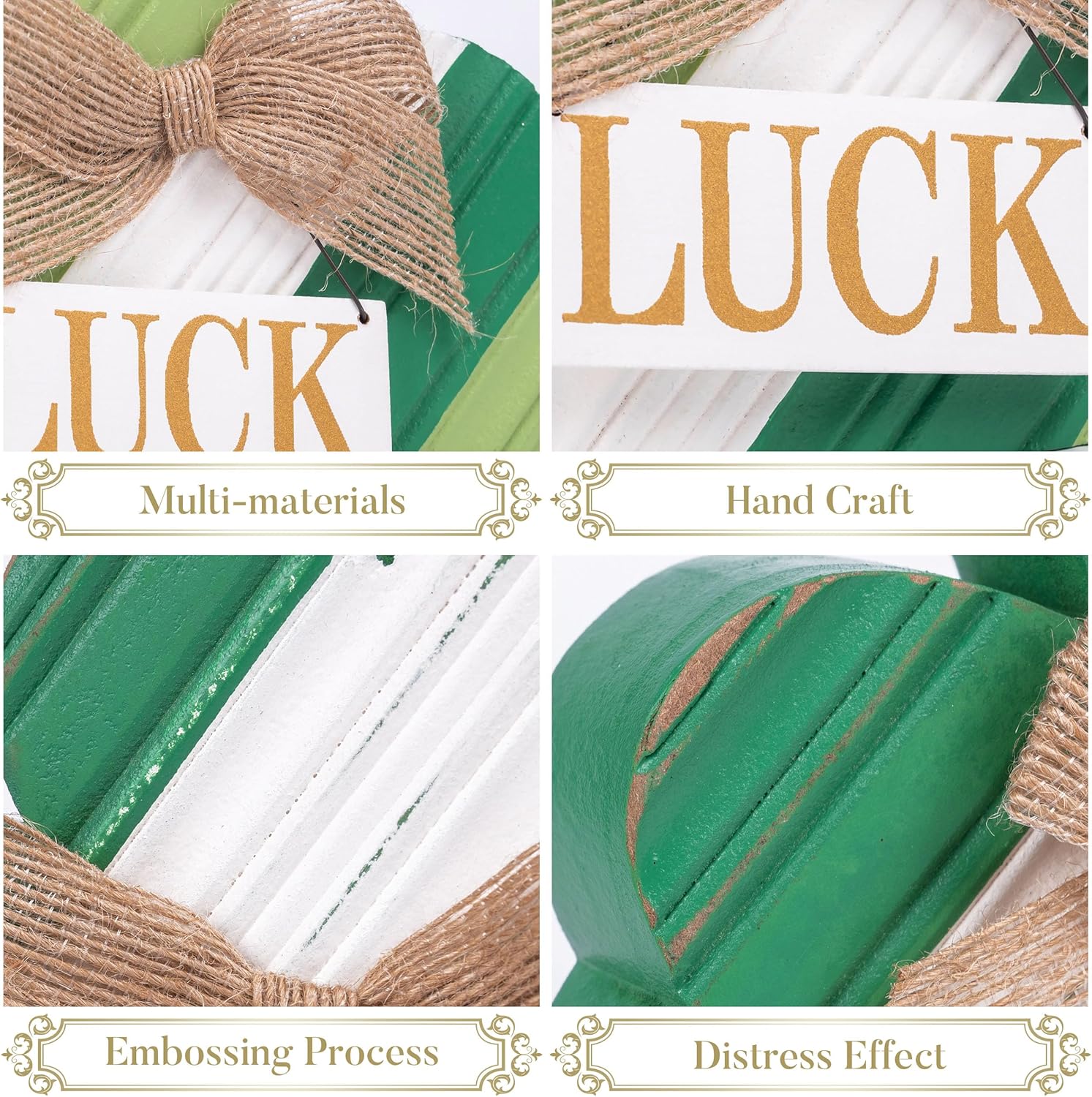 Valery Madelyn St Patricks Day Decorations, Ornament Set for Tree, 2 Pcs Wooden St Patricks Day Decor for Table Centerpieces, Good Luck Clover Emerald Green Ball Baubles for Party Home Spring - Image 7