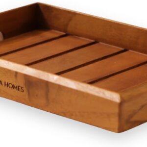 Vesta Homes Medium Teak Wood Serving Tray for Home, Kitchen, Breakfast, Restaurant, Office Organizer, Dining Table | Premium Wooden Tray |12 * 8.5 * 1.5 Inches | Handmade in India