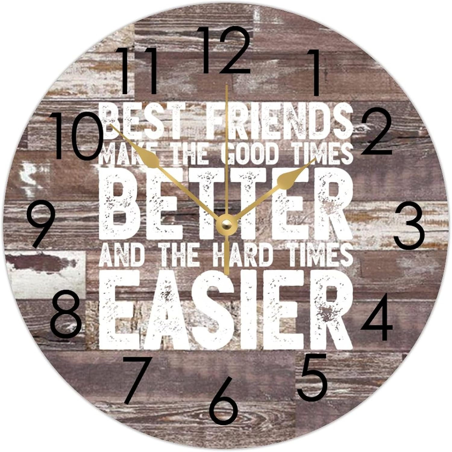 WengBeauty Wooden Round Nursery Clock Friends Make The Good Times Better Wall Clocks Friends Anniversary Clock Silent Non Ticking Decorative for Kitchen Home Bedroom 15"x15"