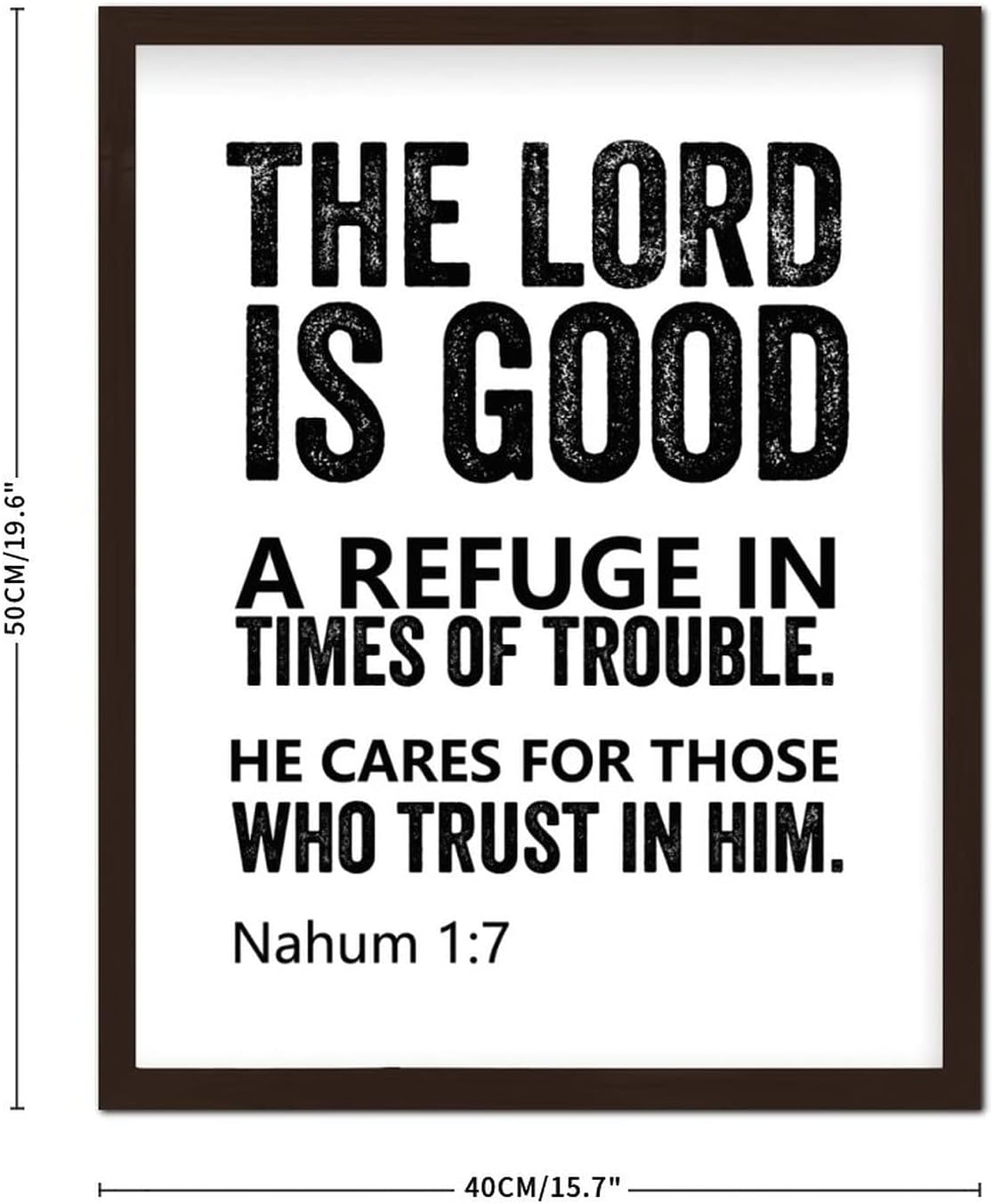 Wooden Wall Plaque with Bible Verse the Lord is Good a Refuge in Times of Trouble He Cares for Those Who Trust in Him Rustic Chic Style Frame Wooden Plaque for New Home Wall Decor 16x20inch - Image 2