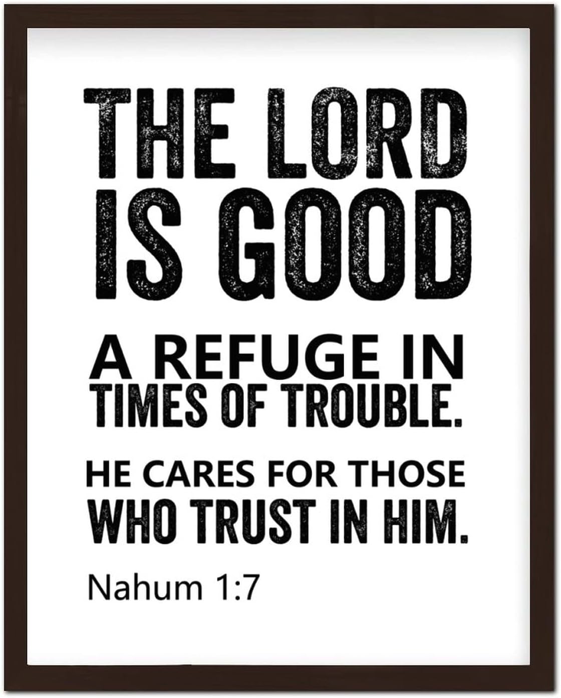 Wooden Wall Plaque with Bible Verse the Lord is Good a Refuge in Times of Trouble He Cares for Those Who Trust in Him Rustic Chic Style Frame Wooden Plaque for New Home Wall Decor 16x20inch