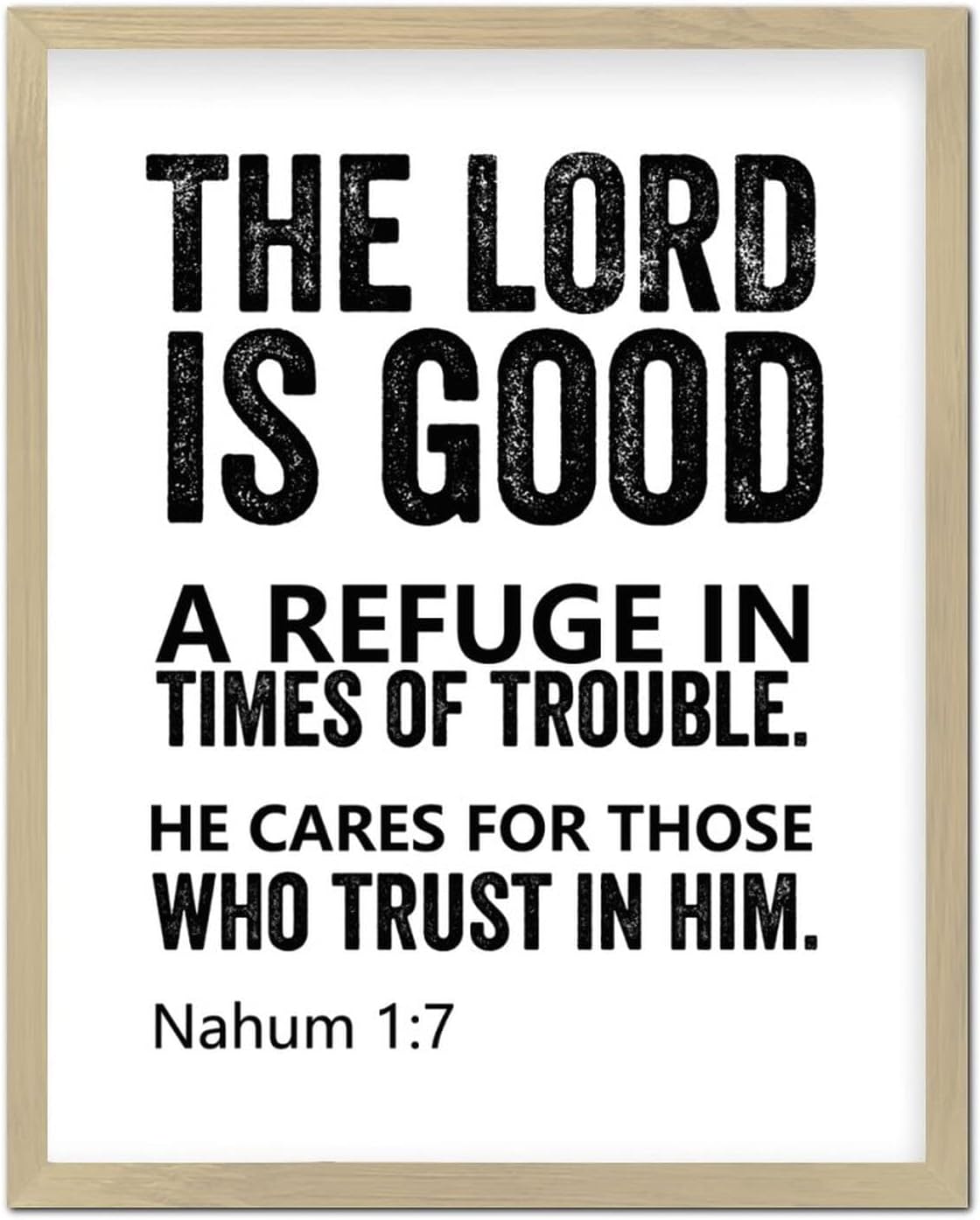Wooden Wall Plaque with Bible Verse the Lord is Good a Refuge in Times of Trouble He Cares for Those Who Trust in Him Rustic Chic Style Frame Wooden Plaque for New Home Wall Decor 16x20inch - Image 12